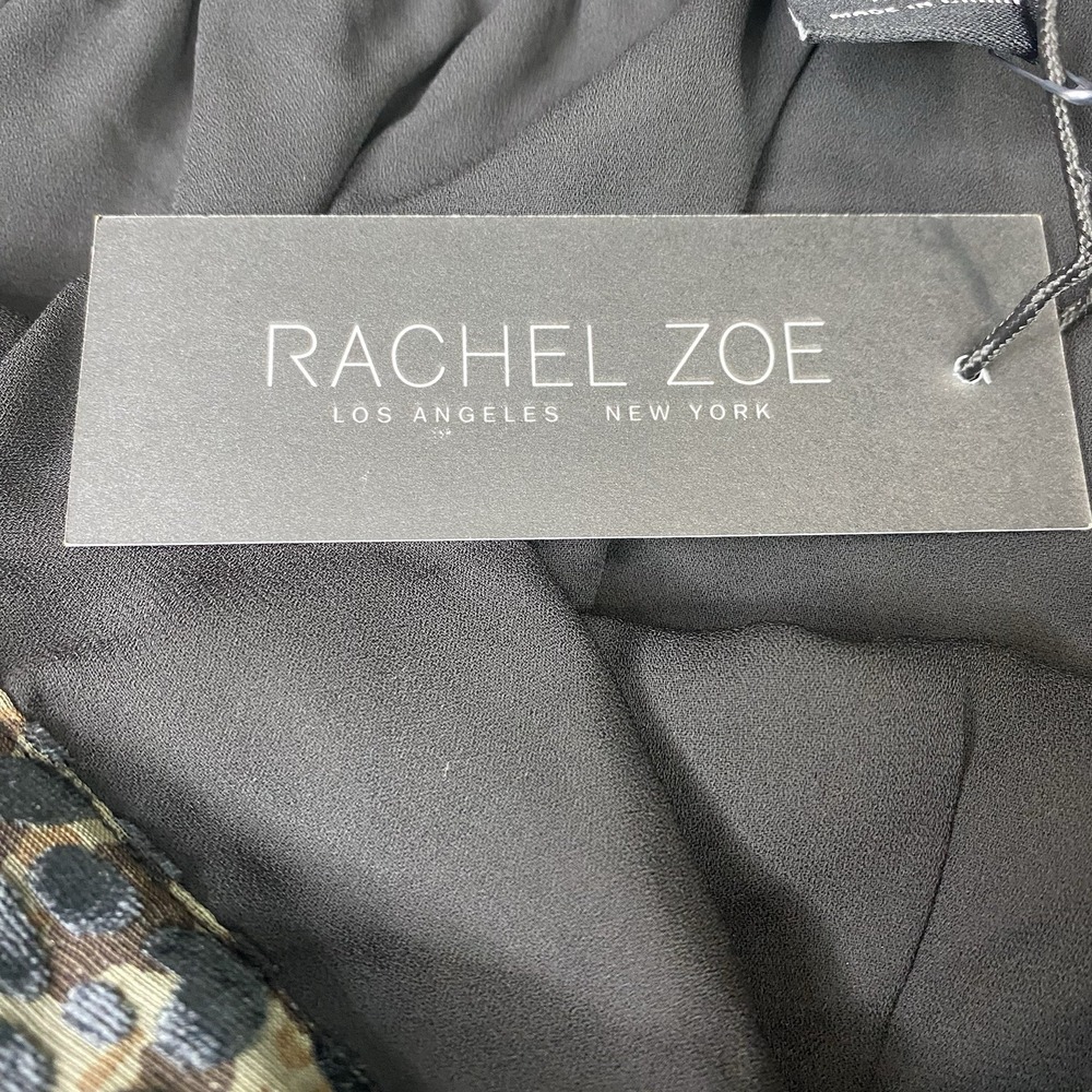 Rachel Zoe Women's Sz S Leopard Burnout Velvet Faux Wrap Ruffle Midi Skirt Black - Picture 16 of 16